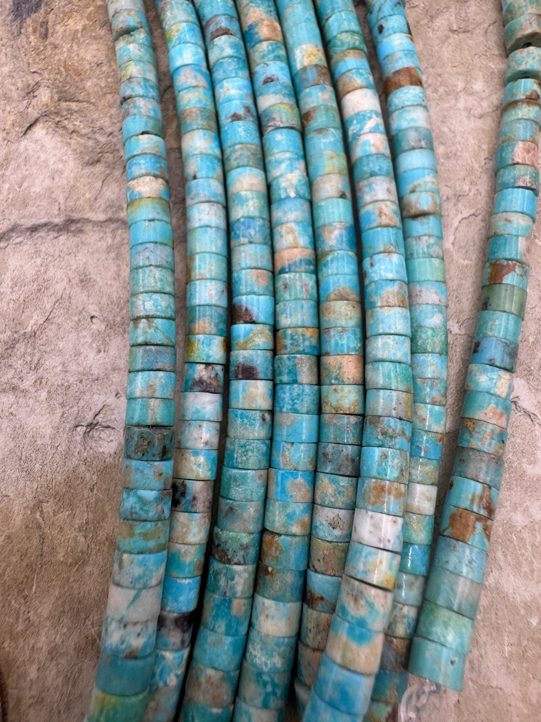 Elisa (Mex) Turquoise 4mm Heishi Beads 8 Inch Strand