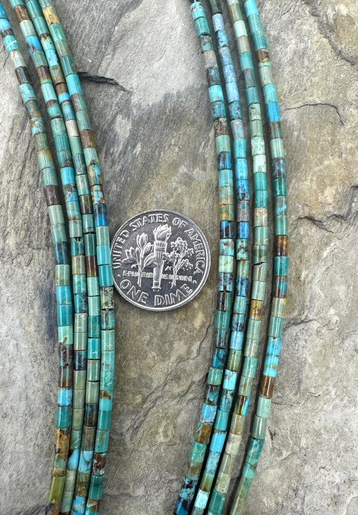 Elisa (Mex) Turquoise Tiny (2x2.5mm) Heishi Beads 8 Inch