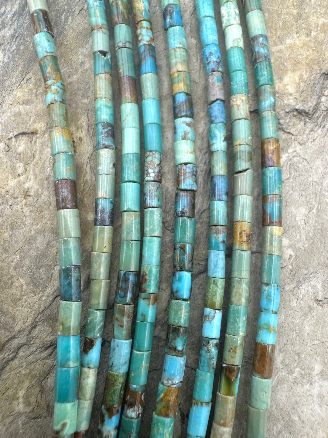 Elisa (Mex) Turquoise Tiny (2x2.5mm) Heishi Beads 8 Inch