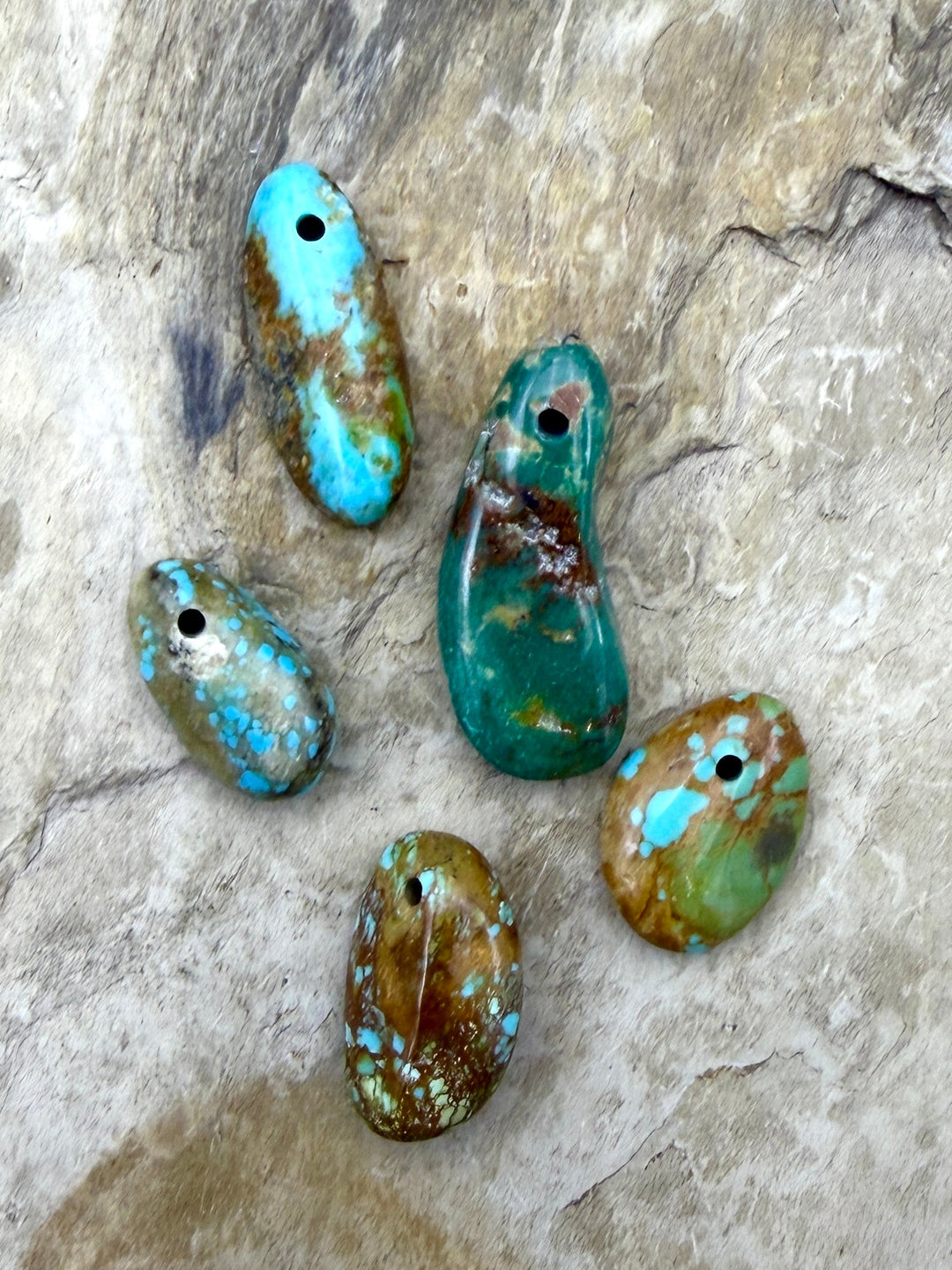 Elisa Turquoise (Mexico) LOT of 5 Large Hole Beads