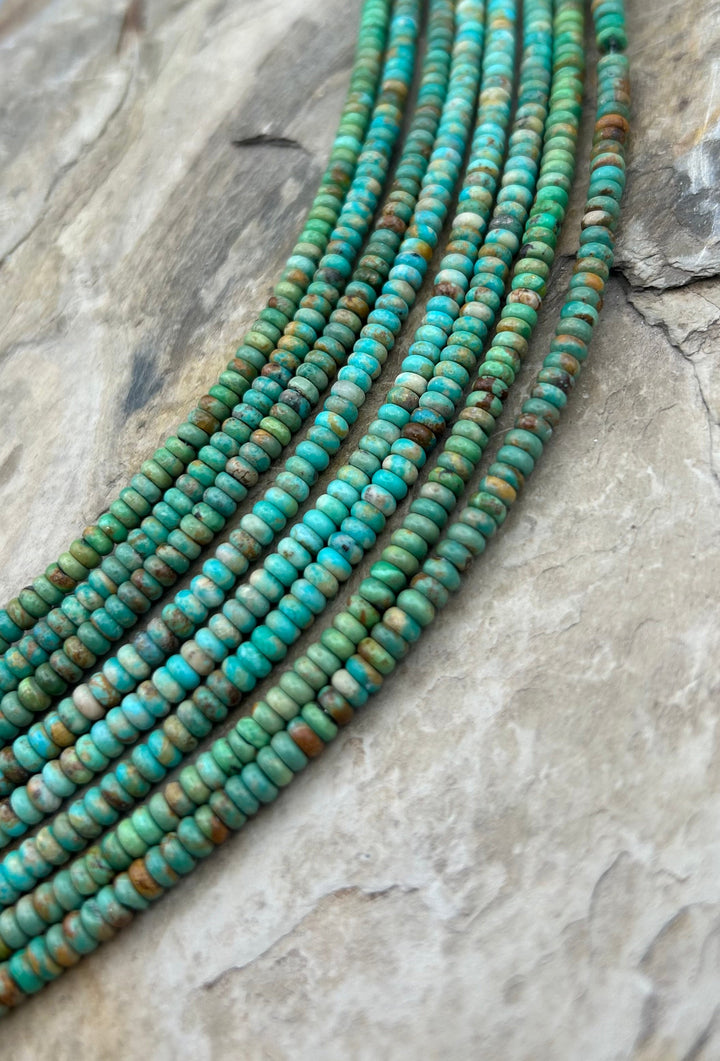 Elisa Turquoise (Mexico) Rondelle Beads 4mm 8 Inch Strand