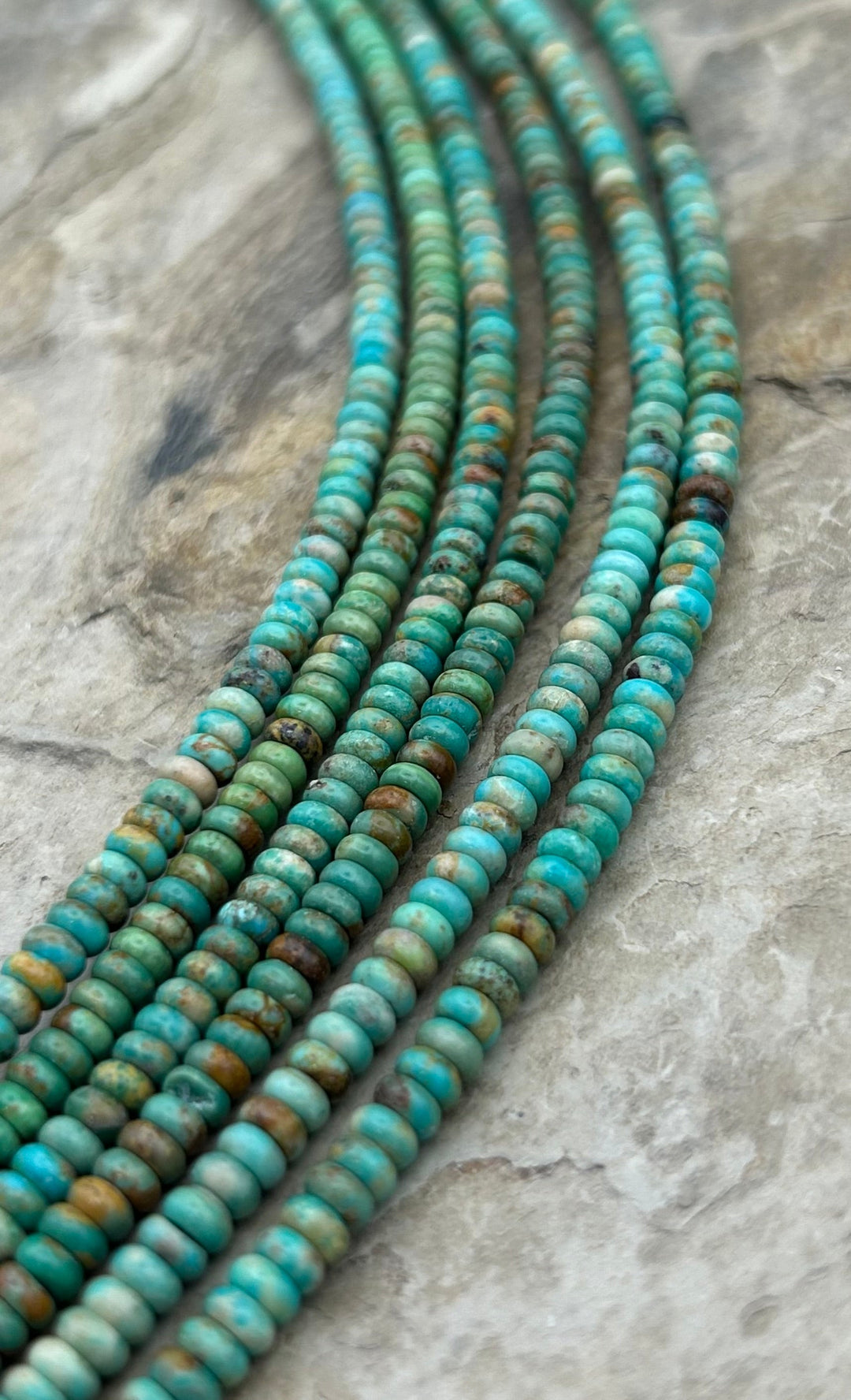 Elisa Turquoise (Mexico) Rondelle Beads 4mm 8 Inch Strand