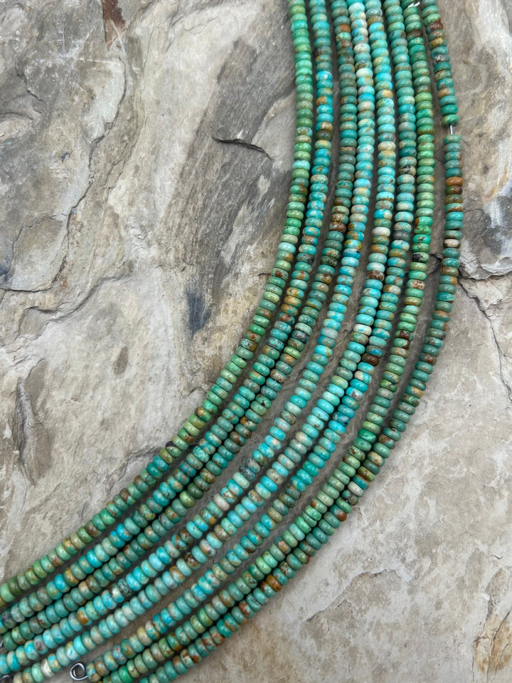 Elisa Turquoise (Mexico) Rondelle Beads 4mm 8 Inch Strand