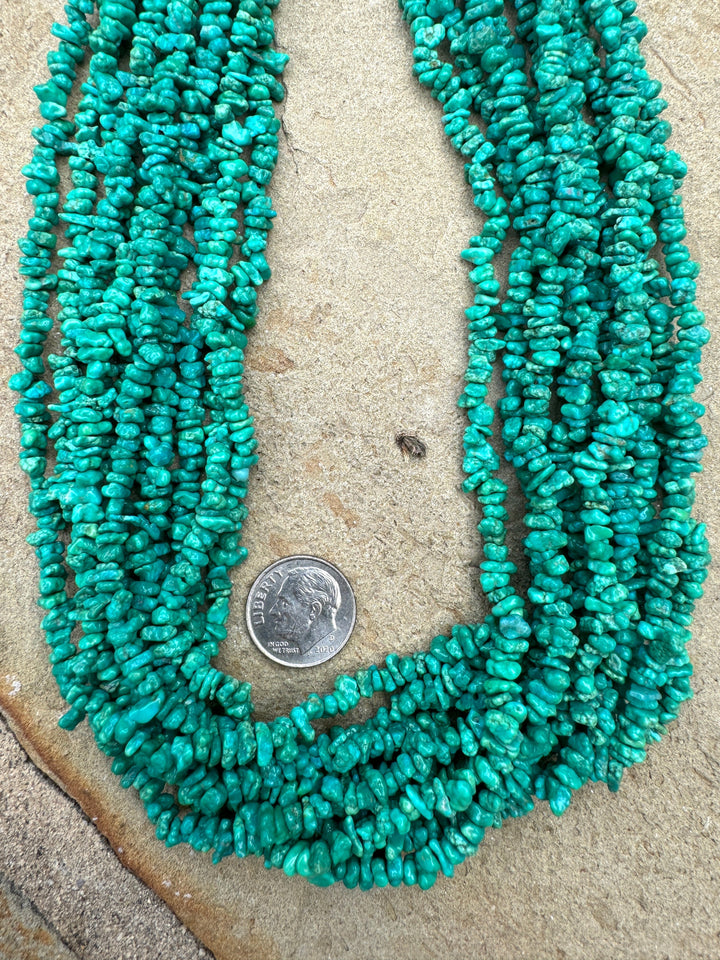 Emerald Valley (NV) Turquoise 4-5mm Chips 16 Inch Strand
