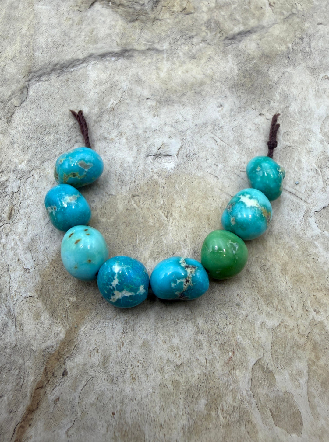 Emerald Valley Turquoise (Nevada) 6mm Rounded Nugget Beads
