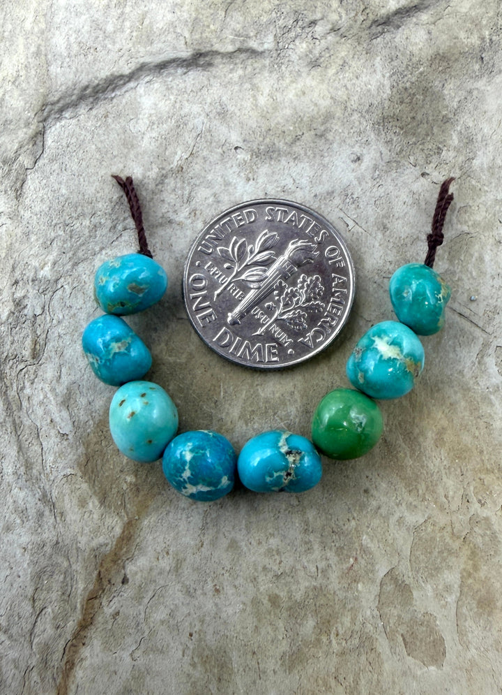 Emerald Valley Turquoise (Nevada) 6mm Rounded Nugget Beads