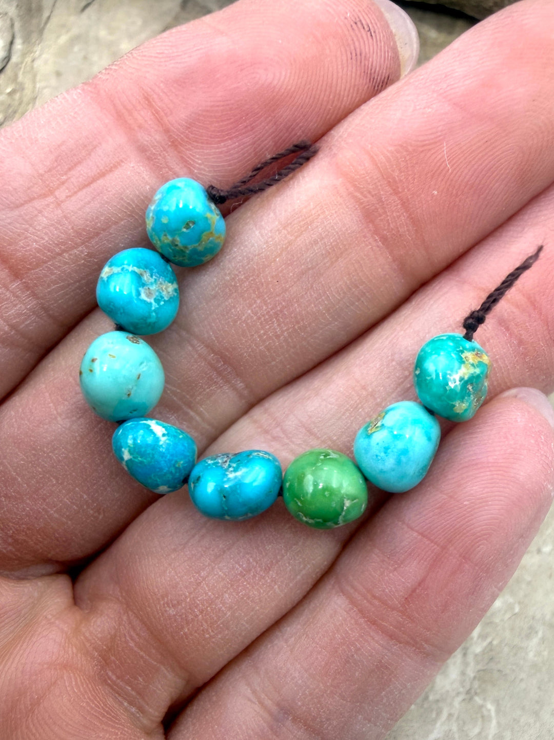 Emerald Valley Turquoise (Nevada) 6mm Rounded Nugget Beads