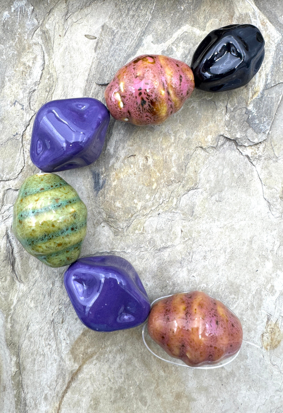 *Estate Collection Special* Roku Pottery Beads Strand of 6