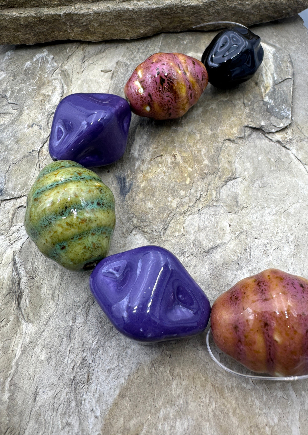 *Estate Collection Special* Roku Pottery Beads Strand of 6