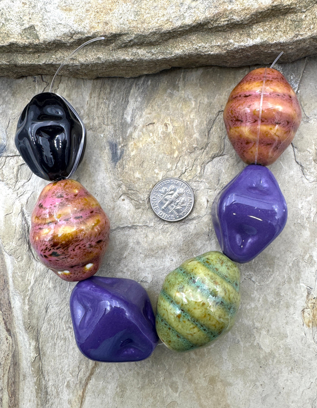 *Estate Collection Special* Roku Pottery Beads Strand of 6