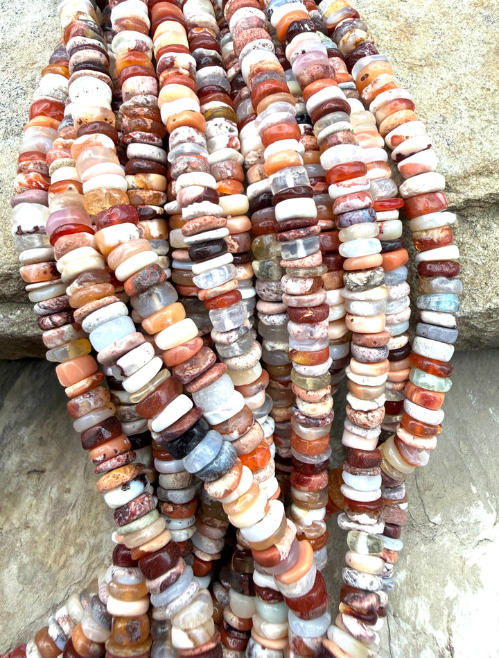 Fire Opal (Mexico) 5.5mm Rustic Heishi Beads 16 Inch Strand