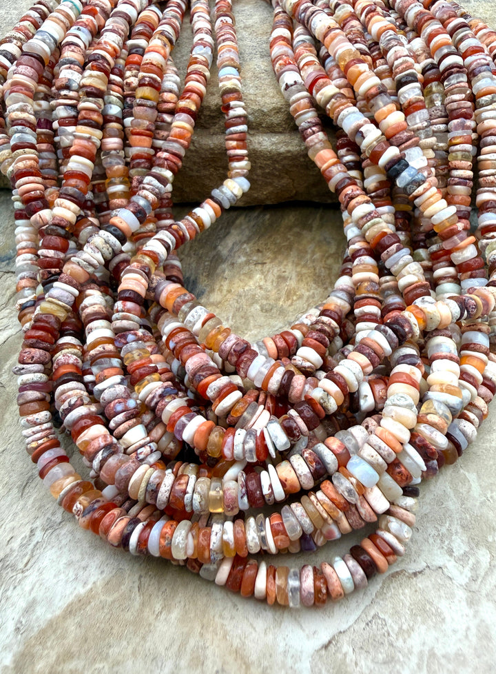 Fire Opal (Mexico) 5.5mm Rustic Heishi Beads 16 Inch Strand