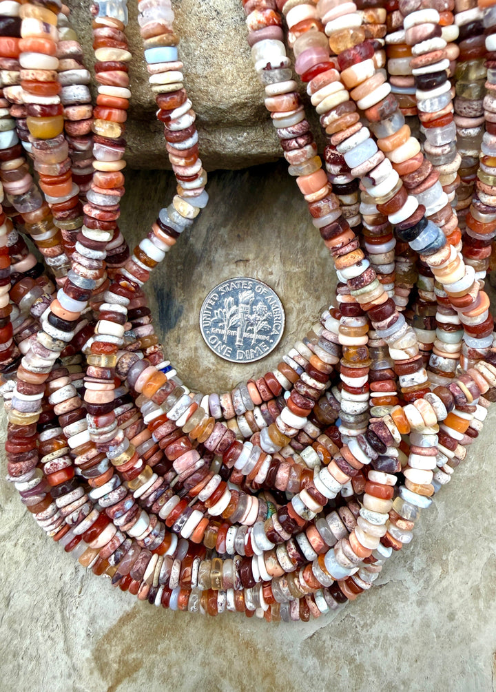 Fire Opal (Mexico) 5.5mm Rustic Heishi Beads 16 Inch Strand