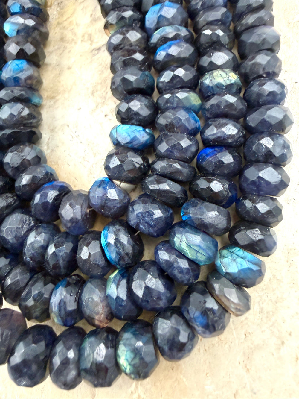 Flashy Black Labradorite Graduated 6-10mm Faceted Rondelle