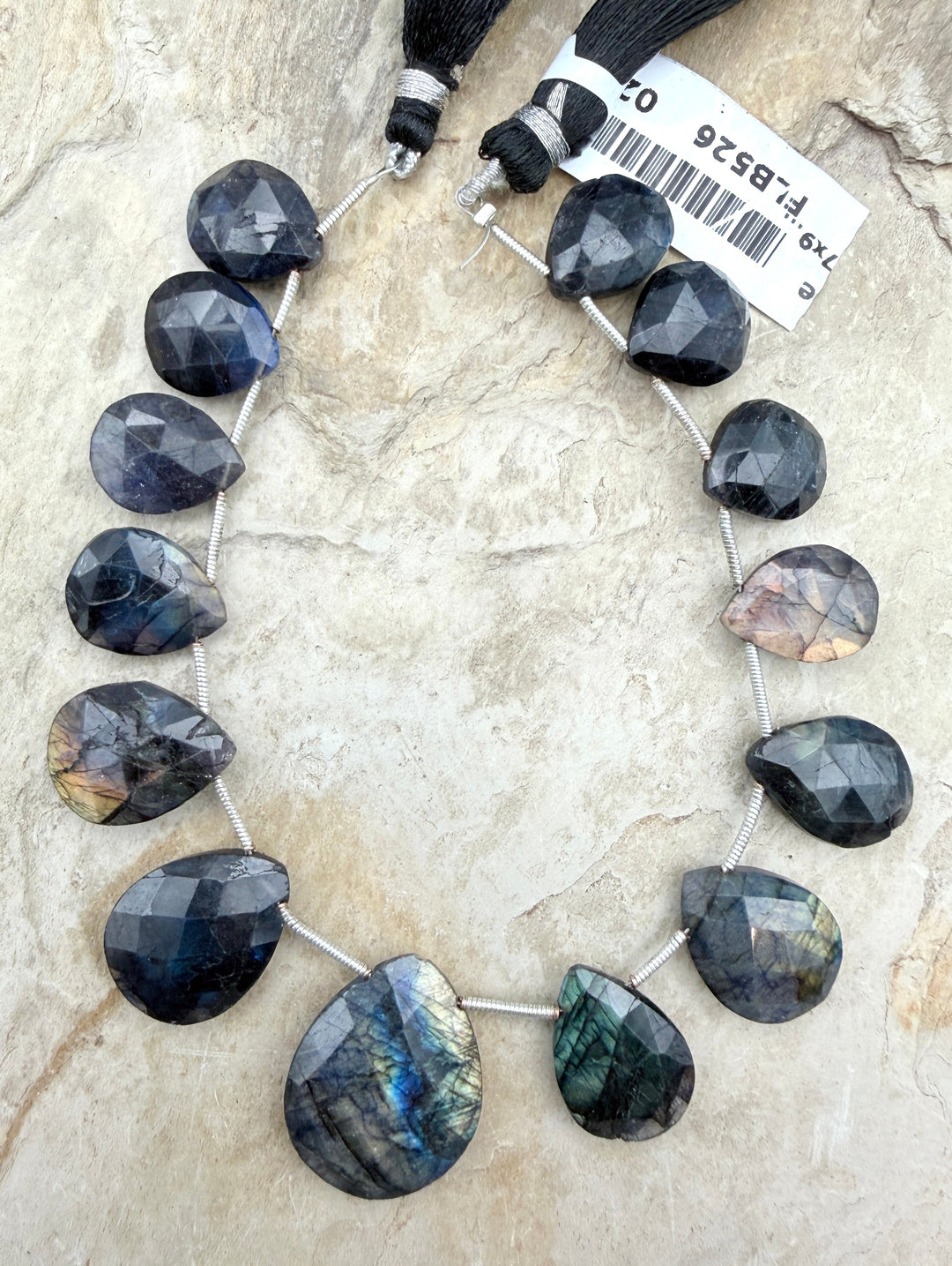 Flashy Black Labradorite Graduated Teardrop Briolette Beads