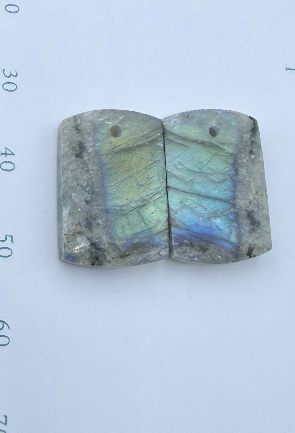 Flashy Labradorite Earring Slab Bead Pair 12x17mm