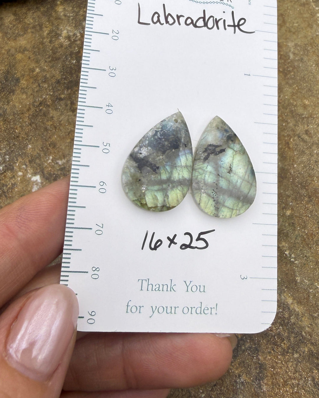 Flashy Labradorite Earring Slab Bead Pair 16x25mm