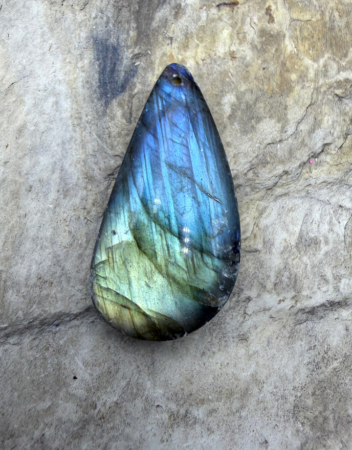 Flashy Labradorite Focal Pendant Bead 16x33mm - Labradorite