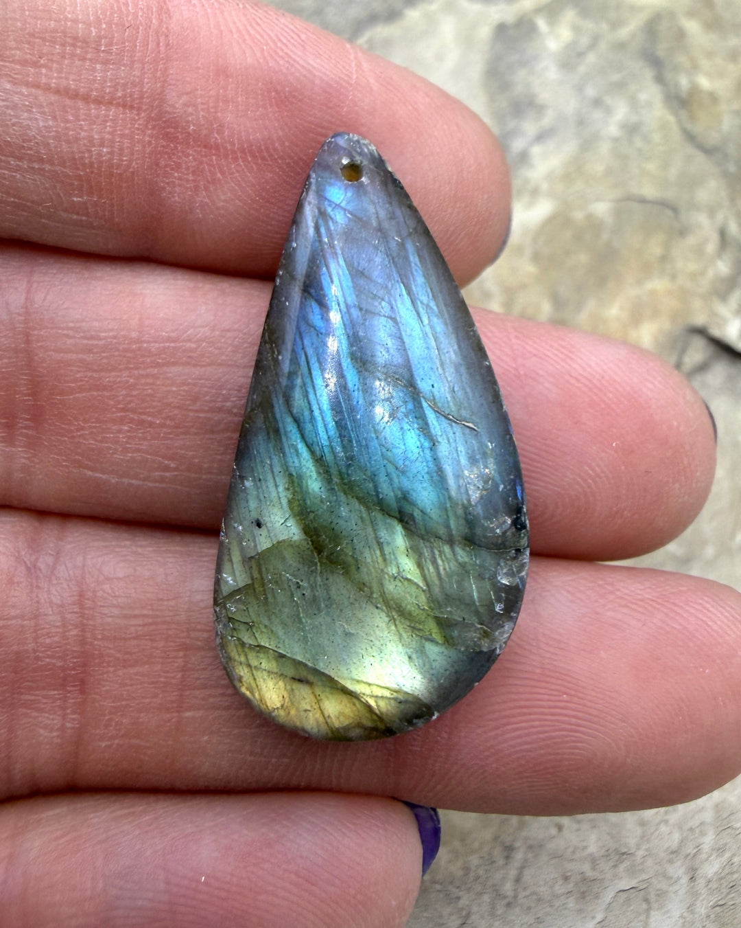 Flashy Labradorite Focal Pendant Bead 16x33mm - Labradorite