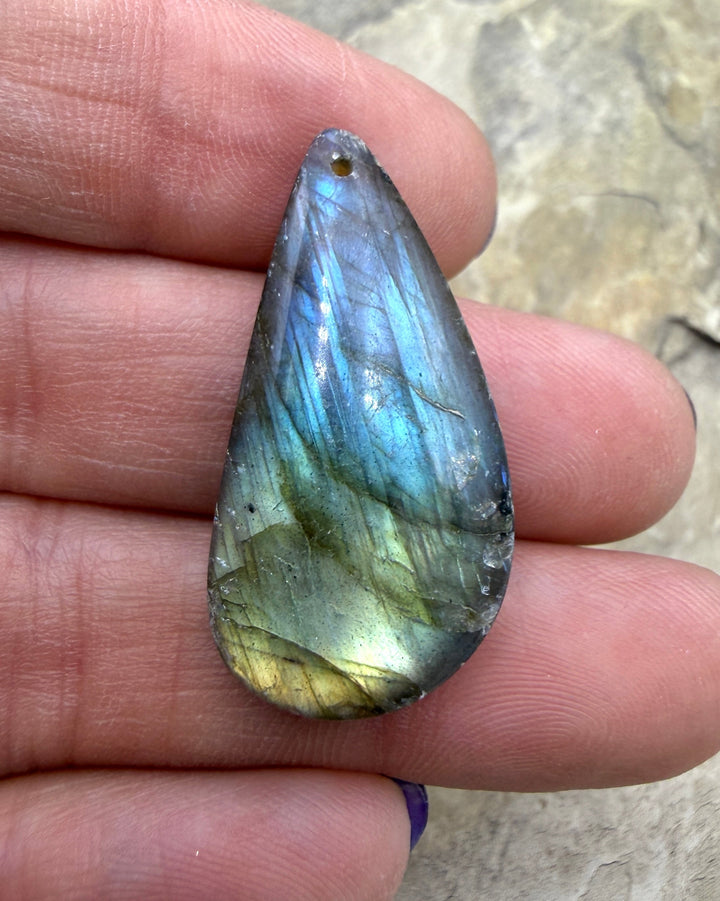 Flashy Labradorite Focal Pendant Bead 16x33mm - Labradorite