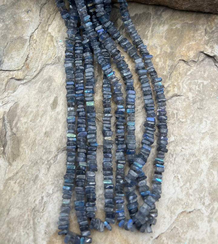 Flashy Labradorite Square Heishi Beads 4.5 mm 16 Inch