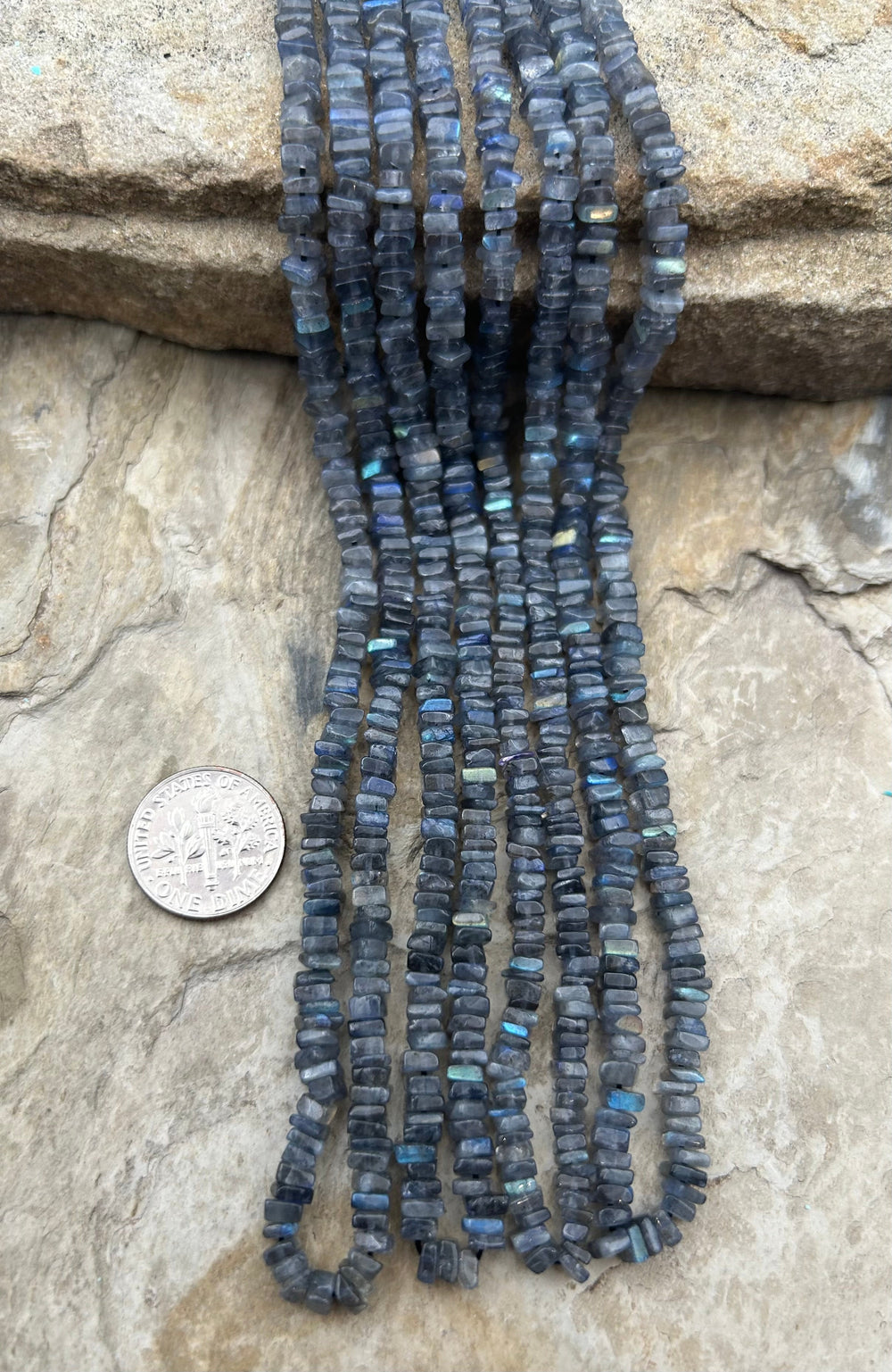 Flashy Labradorite Square Heishi Beads 4.5 mm 16 Inch