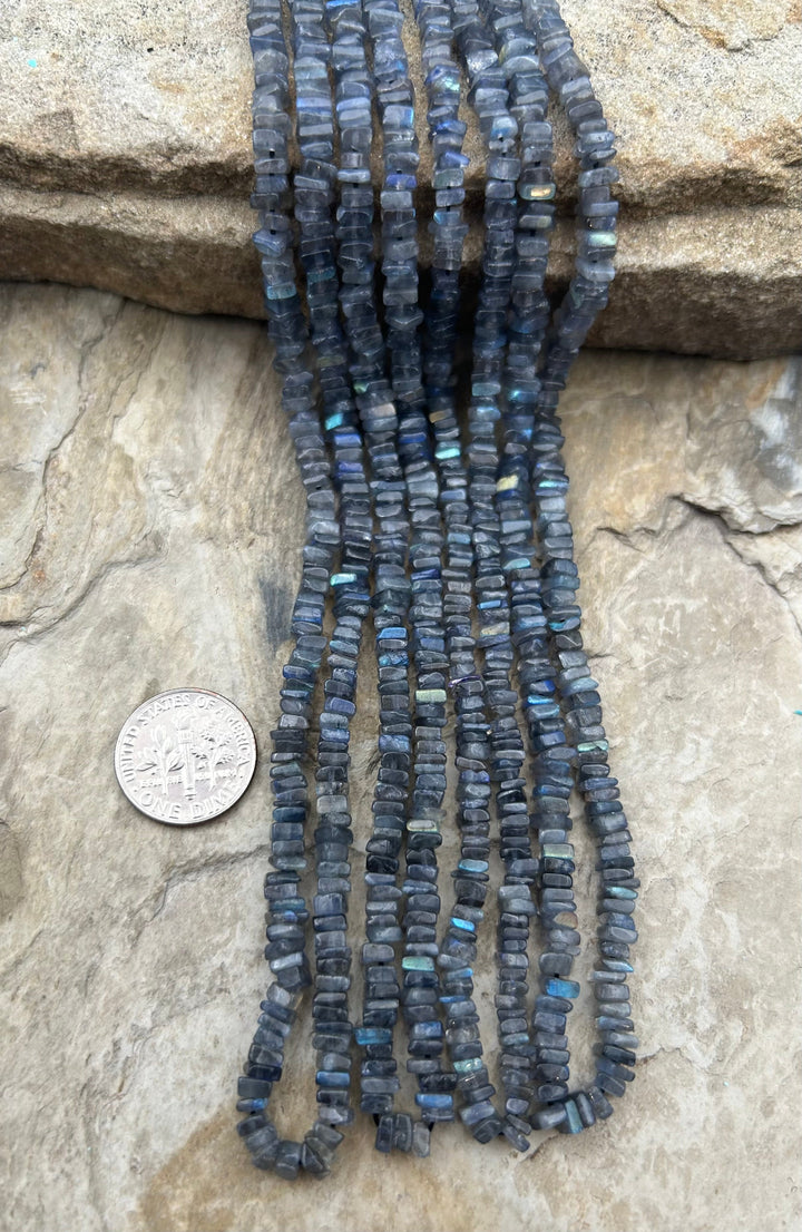 Flashy Labradorite Square Heishi Beads 4.5 mm 16 Inch