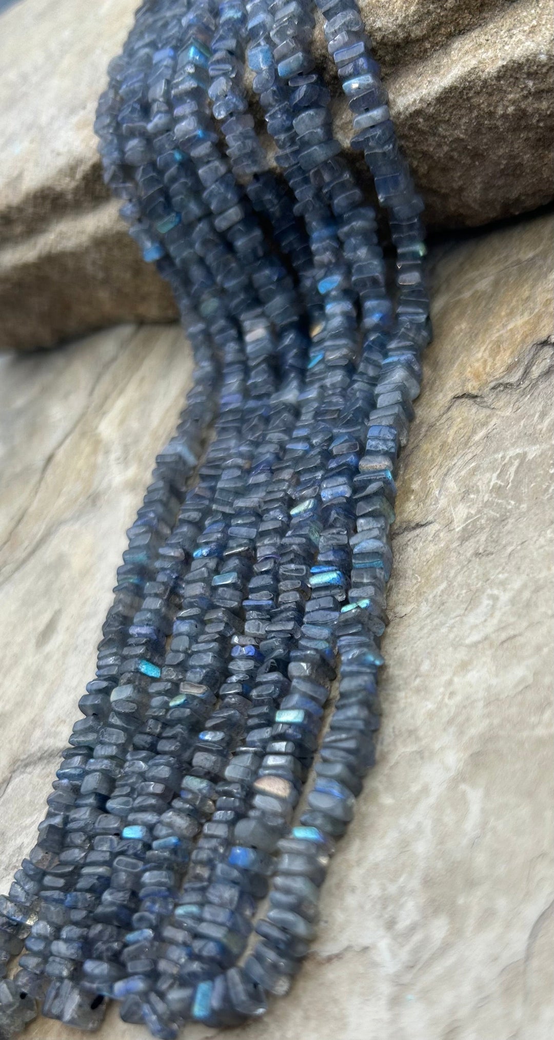 Flashy Labradorite Square Heishi Beads 4.5 mm 16 Inch