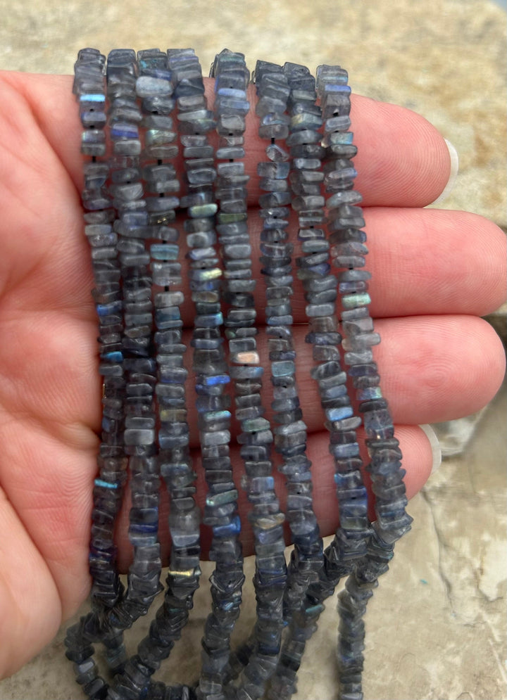 Flashy Labradorite Square Heishi Beads 4.5 mm 16 Inch