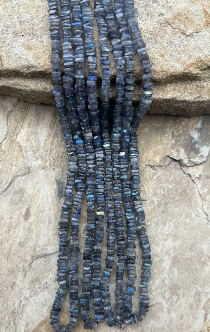 Flashy Labradorite Square Heishi Beads 4.5 mm 16 Inch