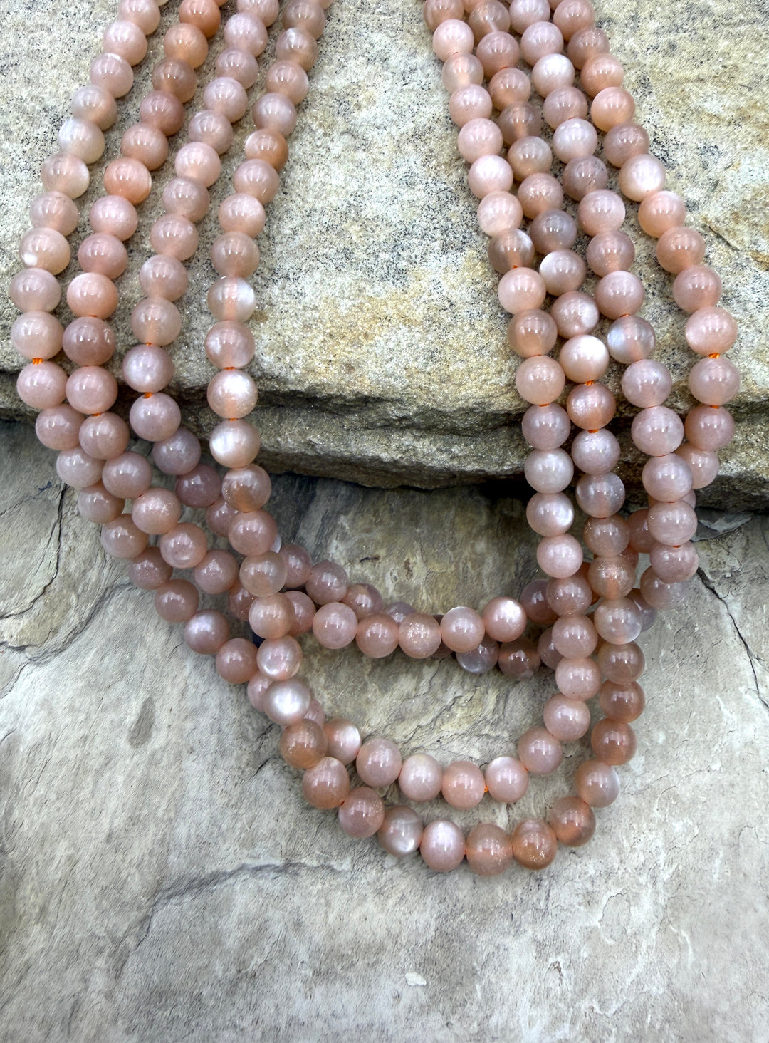 Flashy Peach Moonstone 6mm Round Beads 16 Inch Strand