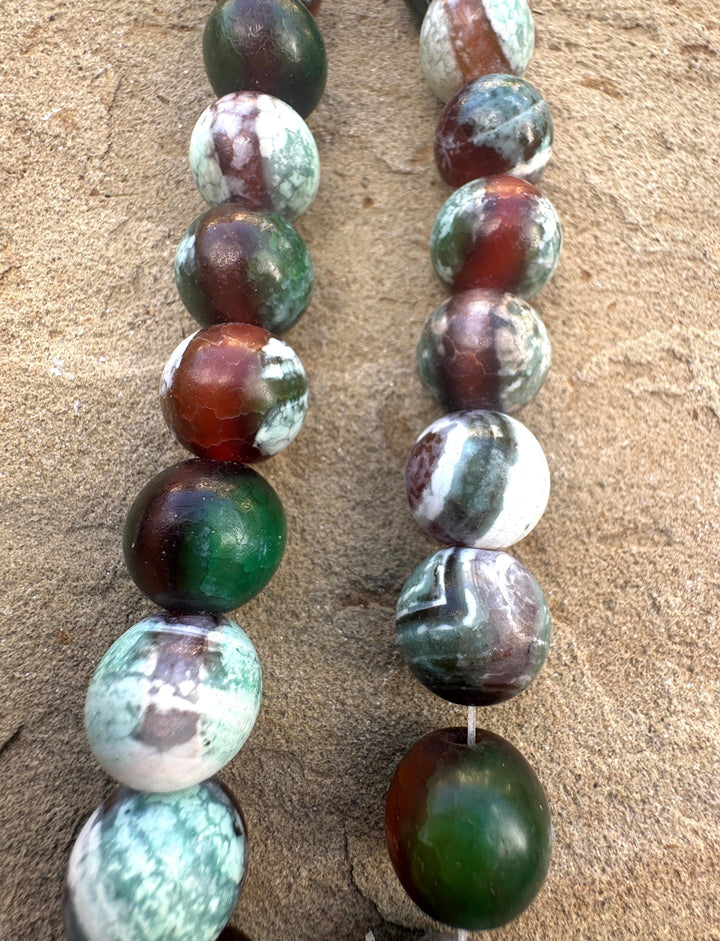 Flower Agate BIG 14mm Round Beads 15 inch Strand - Agate
