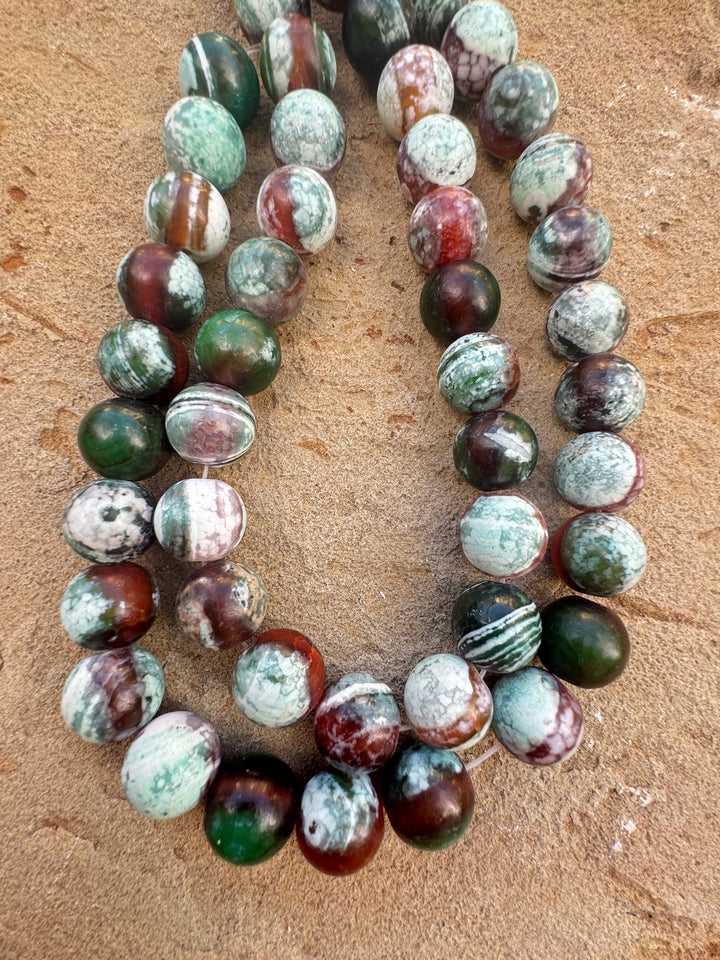 Flower Agate BIG 14mm Round Beads 15 inch Strand - Agate