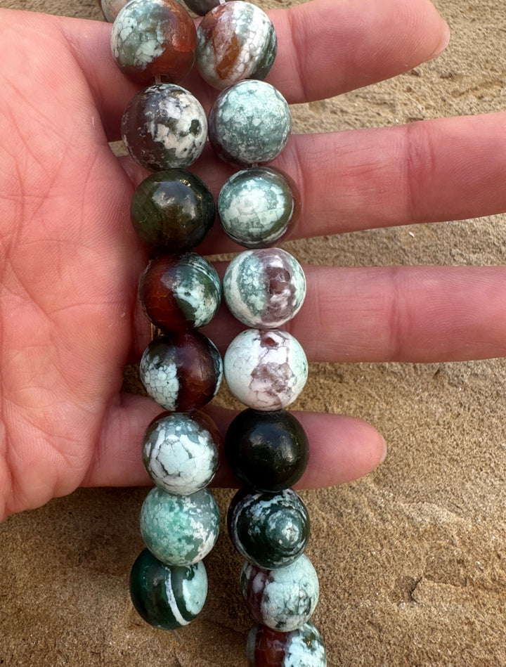 Flower Agate BIG 14mm Round Beads 15 inch Strand - Agate