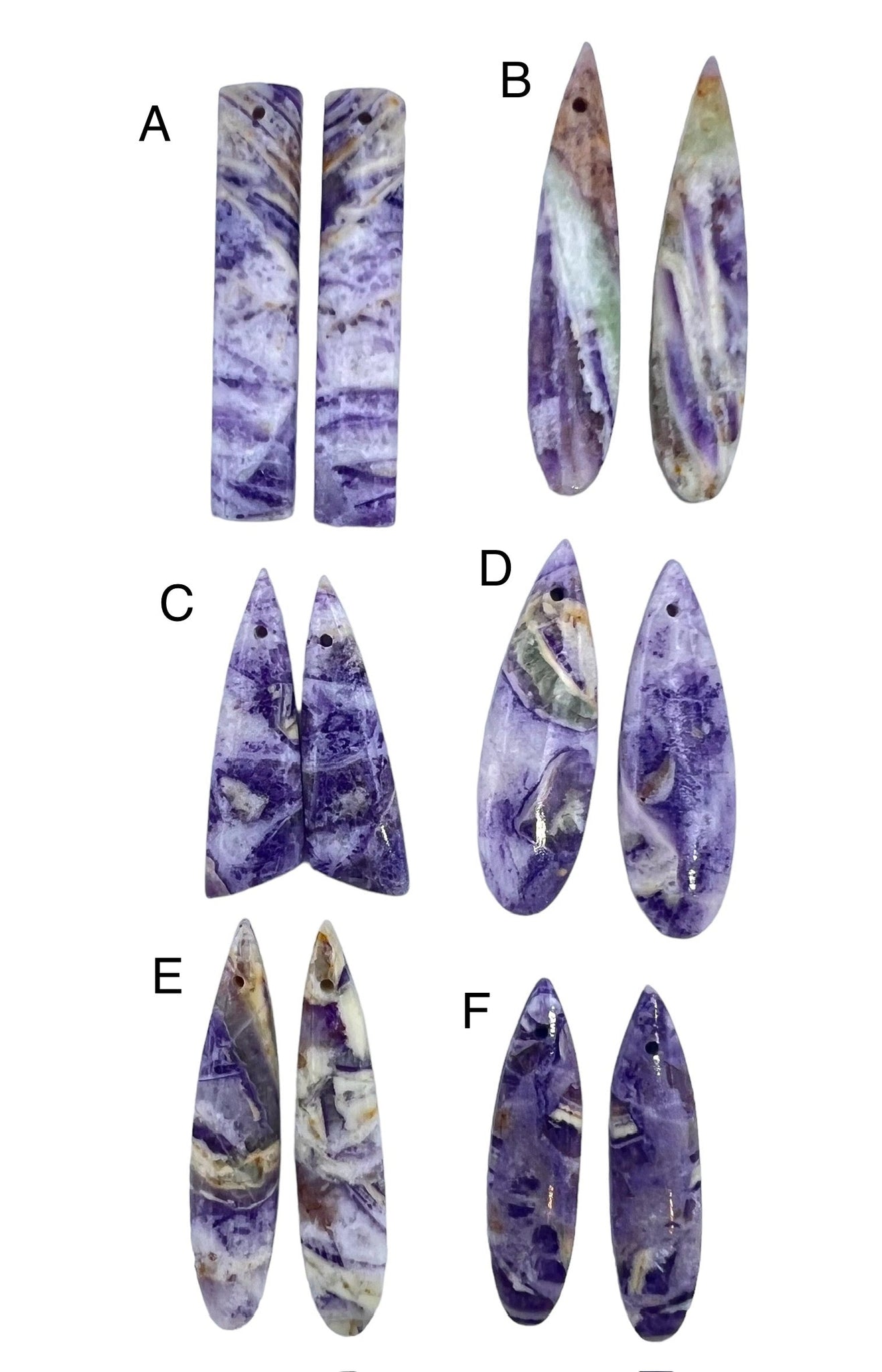 Fluorite in Quartz Earring Slab Bead Pairs (Select One Pair)