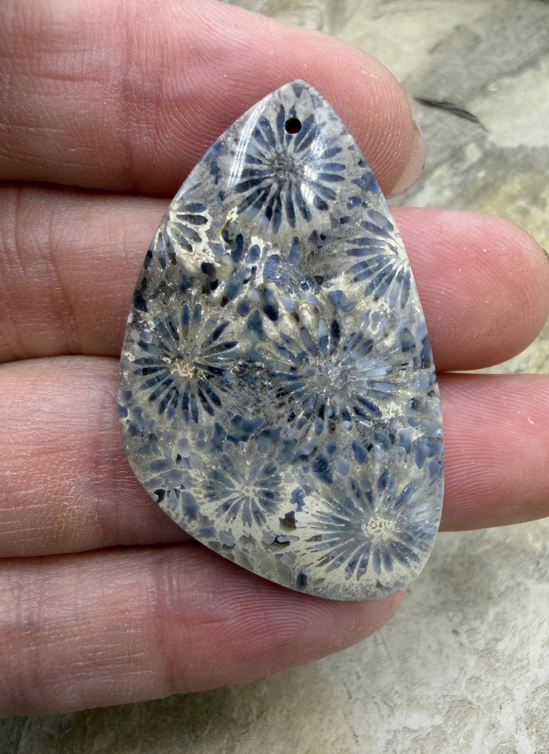Fossil Coral Focal Pendant Bead 25x42mm - Fossil Coral