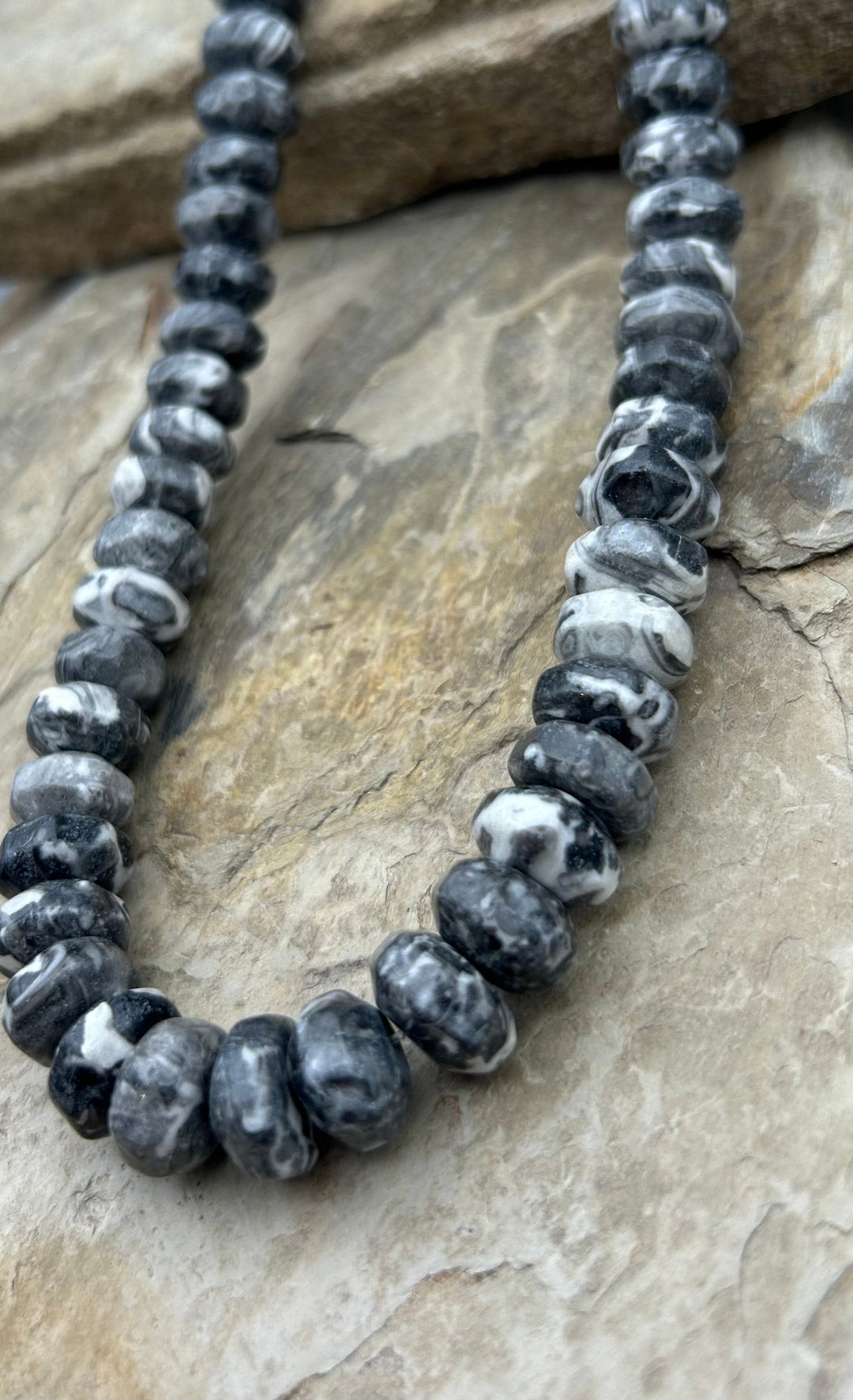 Fossil Jasper Big Rondelle Beads 14mm 16 inch strand