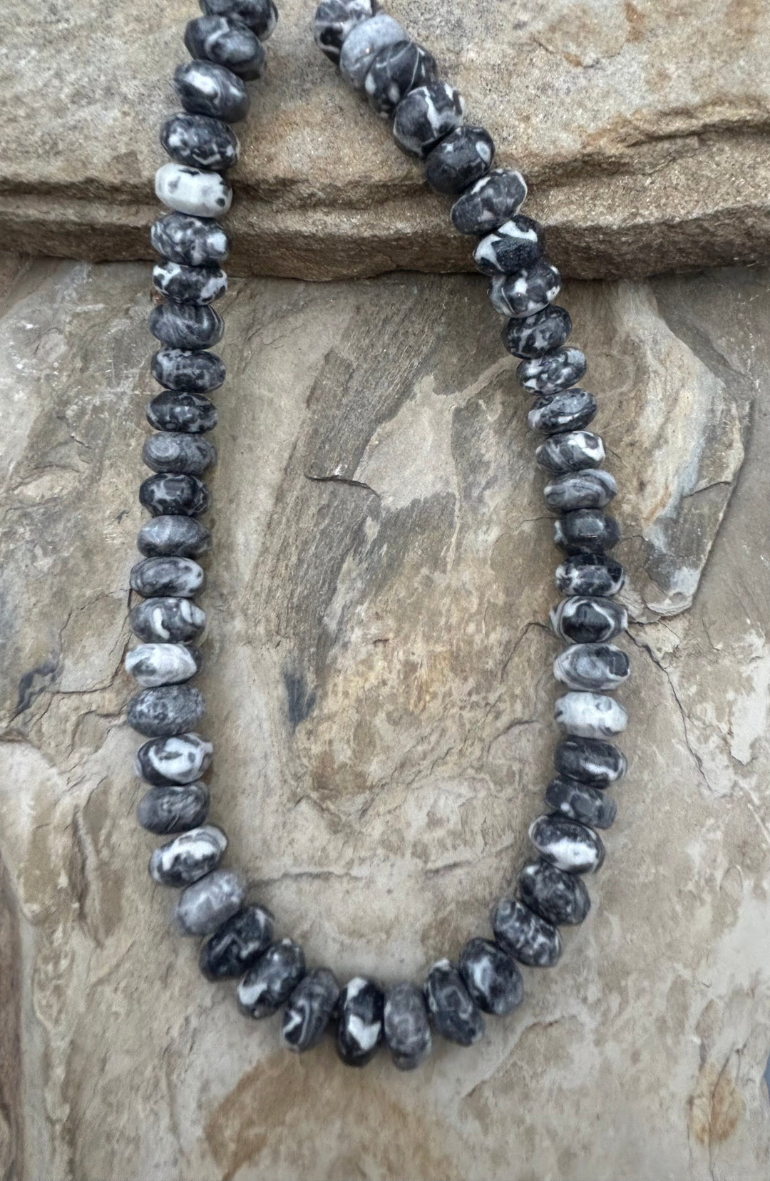 Fossil Jasper Big Rondelle Beads 14mm 16 inch strand