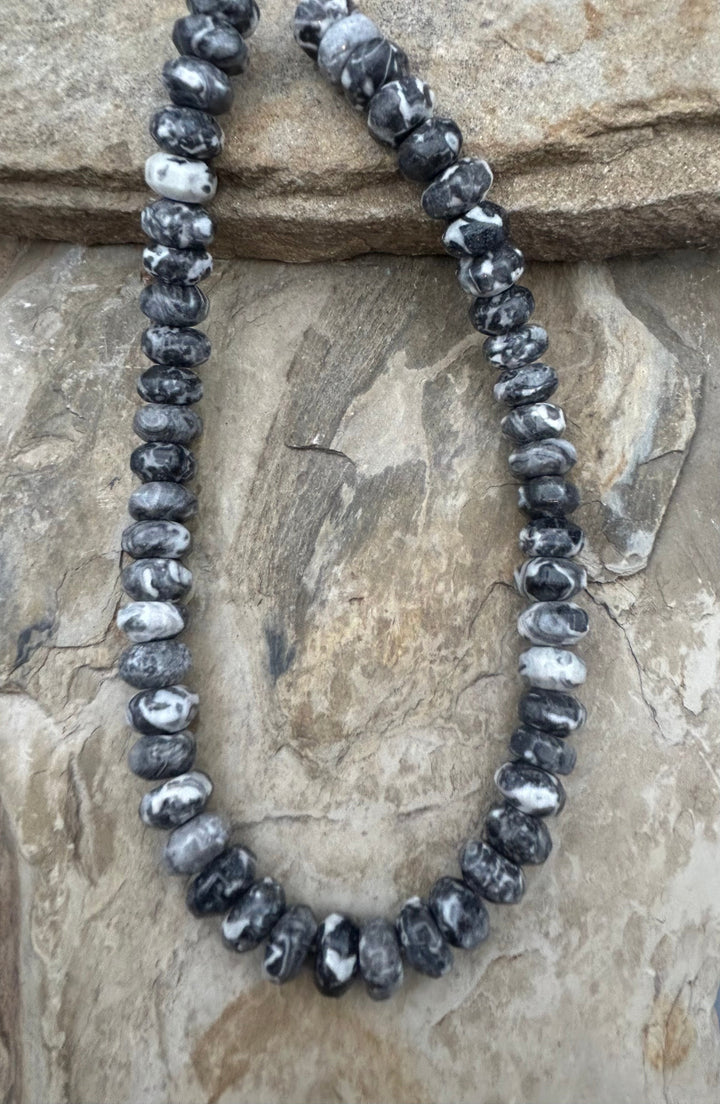 Fossil Jasper Big Rondelle Beads 14mm 16 inch strand
