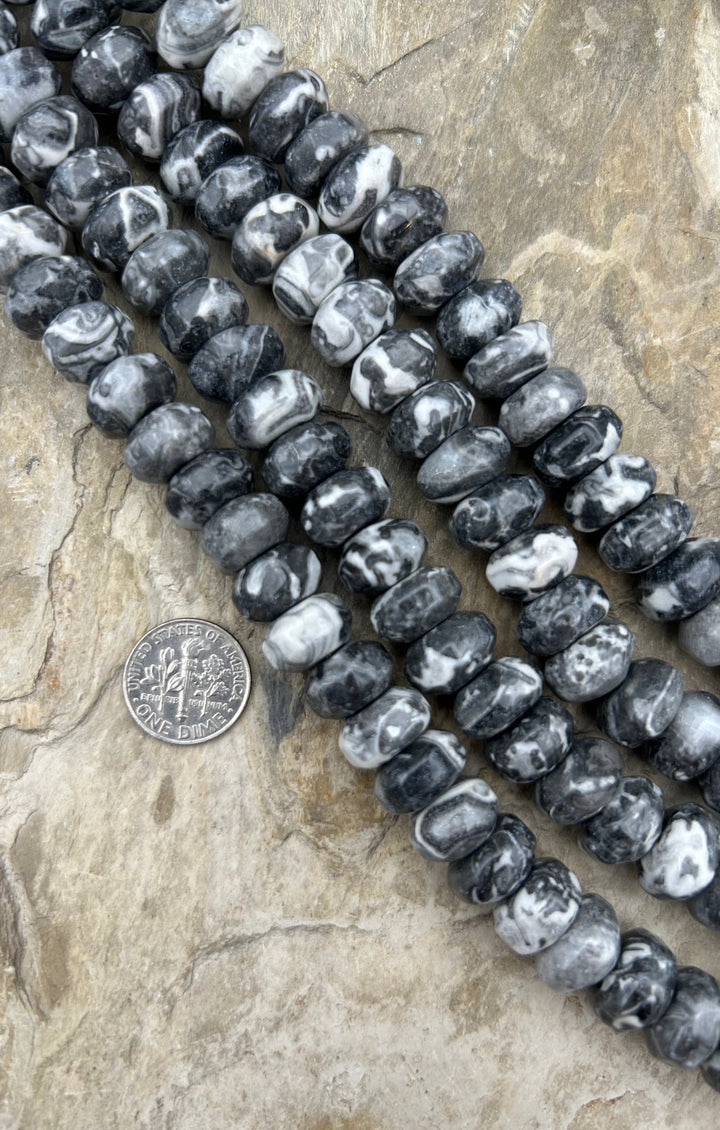 Fossil Jasper Big Rondelle Beads 14mm 16 inch strand