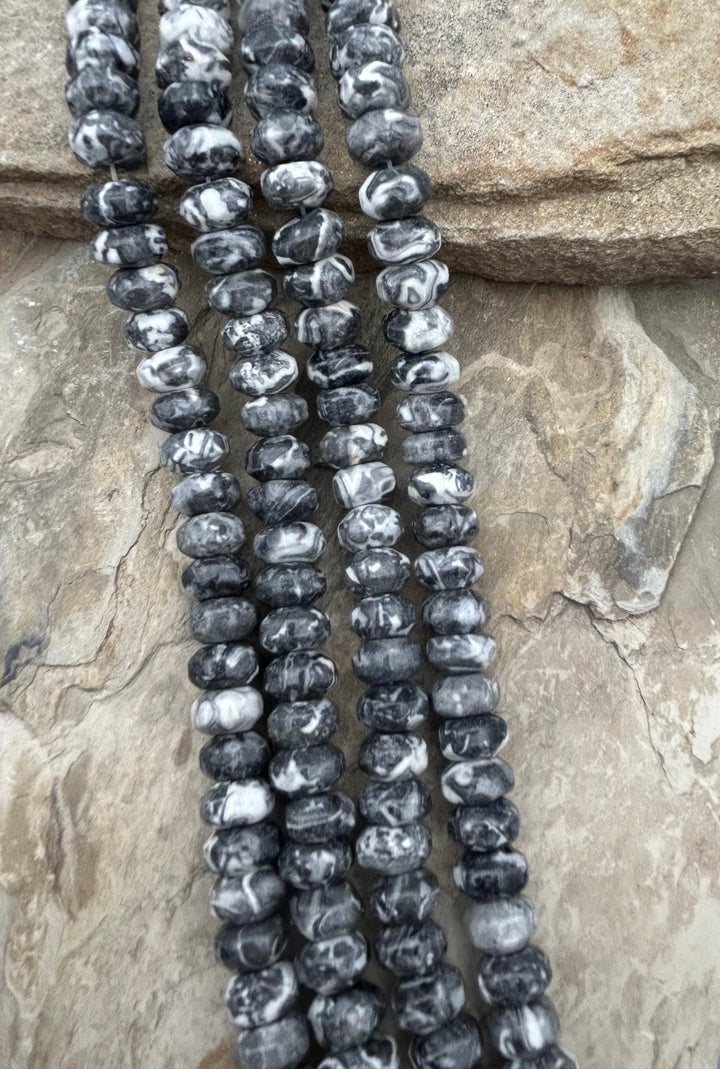 Fossil Jasper Big Rondelle Beads 14mm 16 inch strand