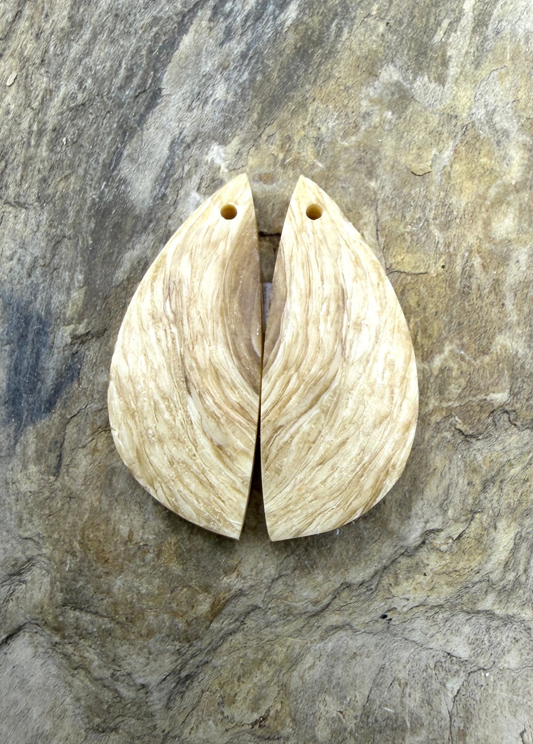 Fossilized Woolly Mammonth Ivory Matching Earring Slab Bead