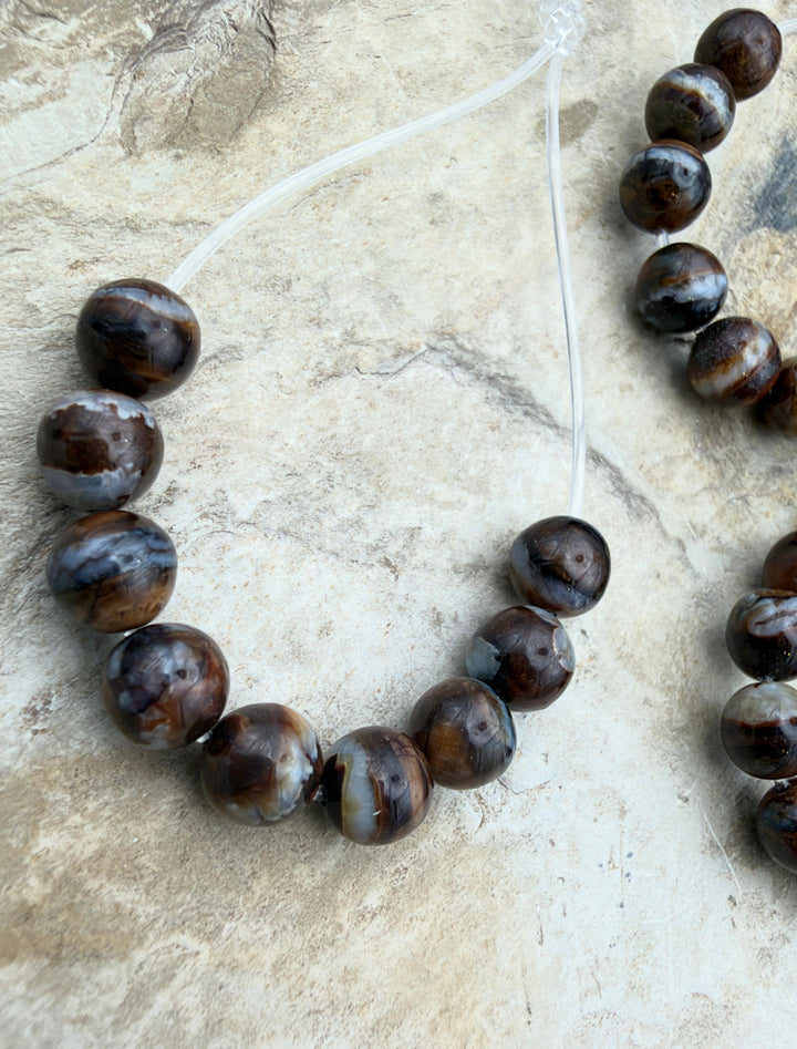 Fossilized Woolly Mammoth Molar Round Beads 6mm Set of 9