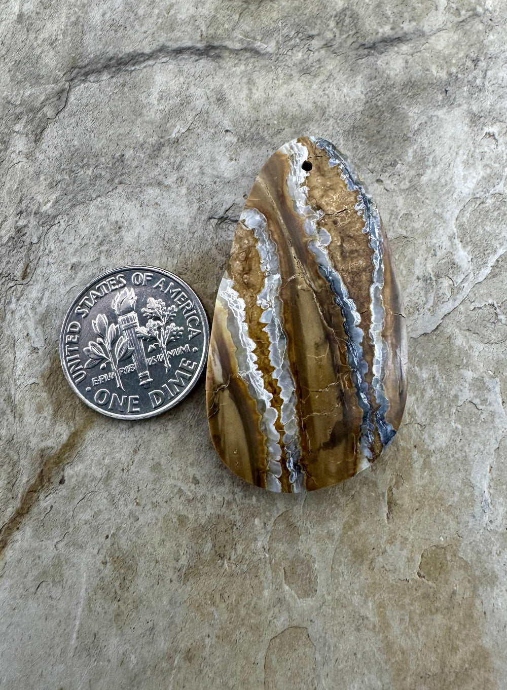 Fossilized Woolly Mammoth Tooth Focal Pendant Bead 22x40mm