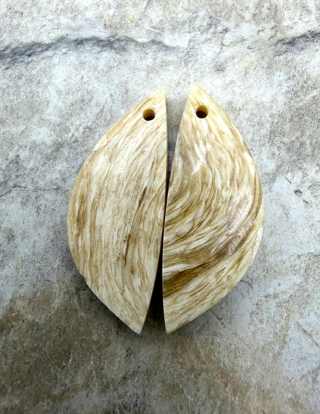 Fossilized Woolly Mammoth Tooth Matching Earring Slab Bead