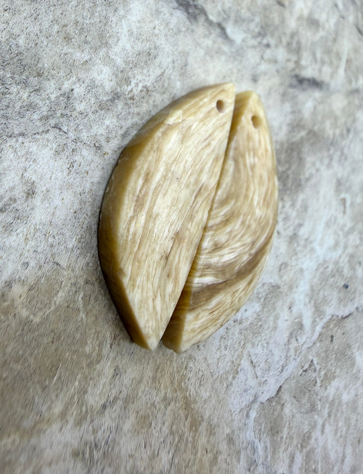 Fossilized Woolly Mammoth Tooth Matching Earring Slab Bead