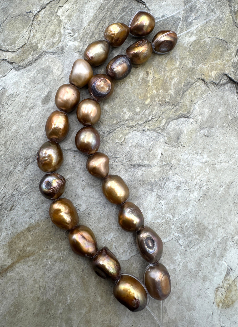 Fresh Water Bronze 10x11mm Large Hole Pearls 5 inch Strands