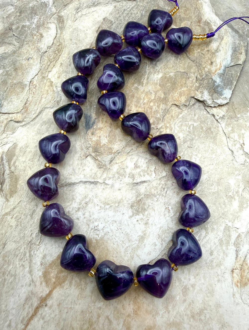 FRIDAY BARGAIN Amethyst Puffed Heart Shaped Beads 15mm 15
