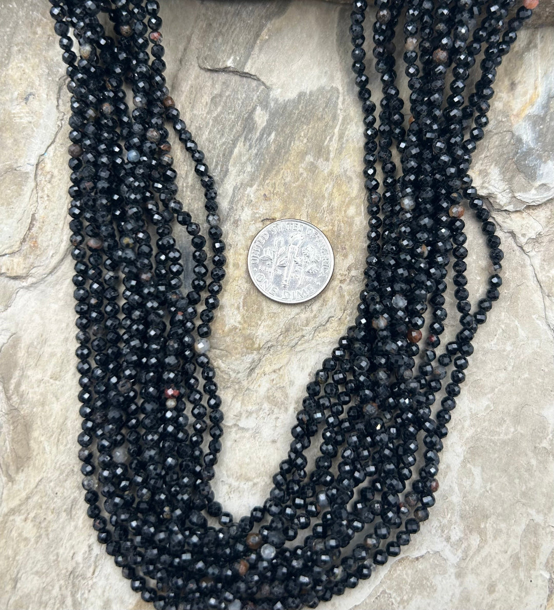 FRIDAY BARGAIN Black Tourmaline Micro Faceted Round Beads