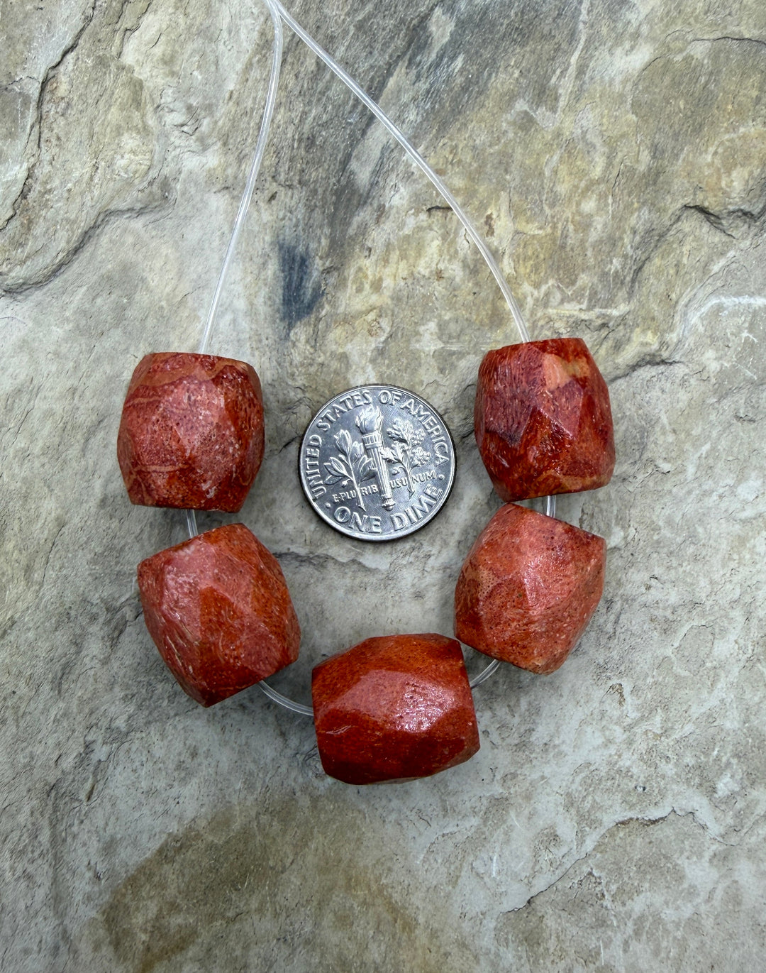 FRIDAY BARGAIN BUY Apple Coral Faceted Barrel Beads 12x16mm